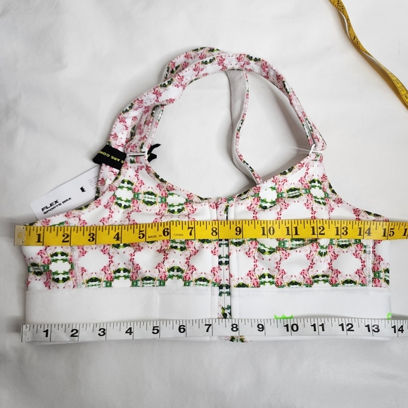 SHEFIT Flex Sports Bra White Pink Green Geometric Floral Print Size Smalll NWT - Picture 7 of 16